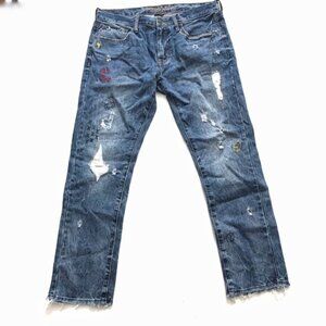 AEO Distressed Graffiti Jeans Sz 34X32